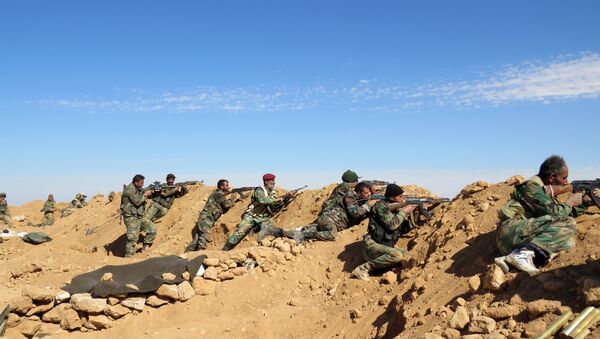Soldados sírios nos arredores de Raqqa, Síria, 19 de fevereiro de 2016 - Sputnik Brasil