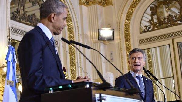 Presidente dos EUA, Barack Obama, e o presidente da Argentina, Mauricio Macri - Sputnik Brasil