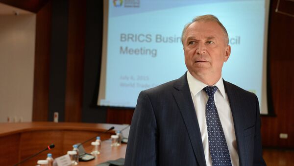 Presidente da parte russa do Conselho Empresarial dos BRICS, Presidente da Camara de Indústria e Comércio da Rússia Sergei Katyrin - Sputnik Brasil