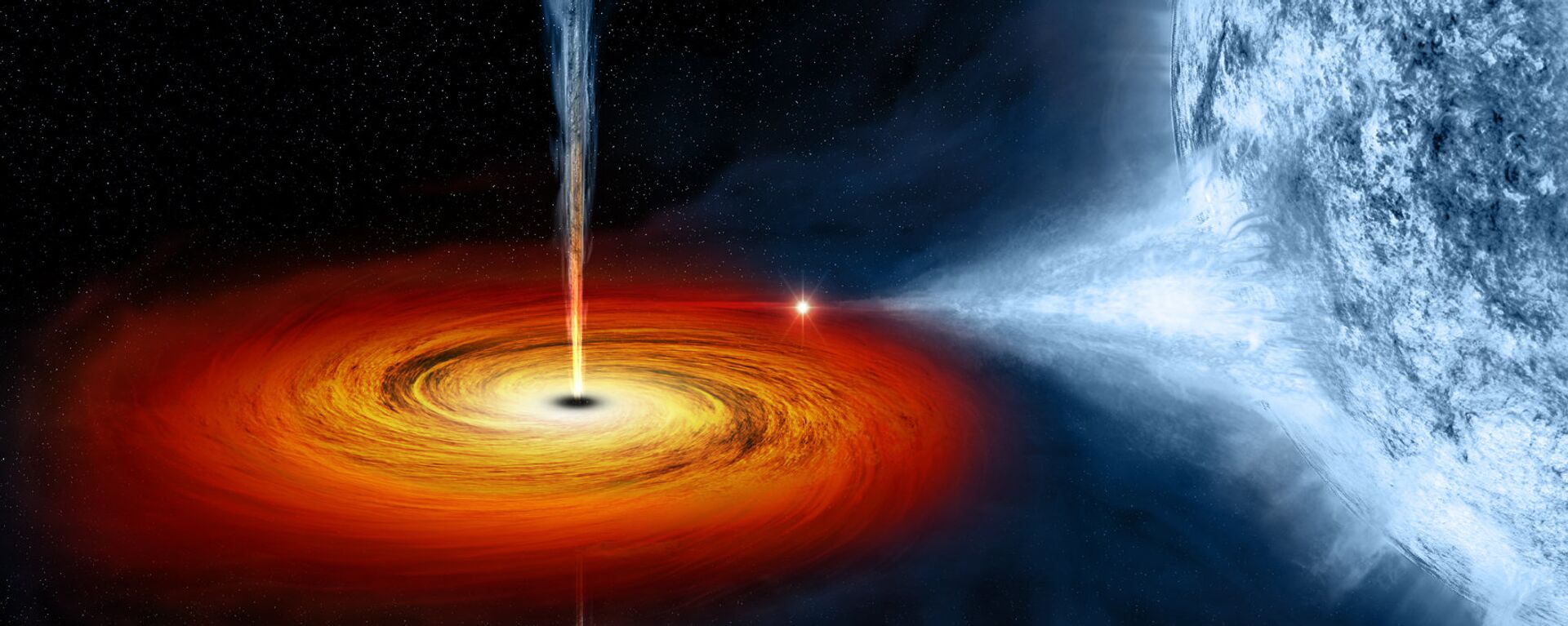 Buraco negro que está arrastrando a matéria da estrela azul na visão de um artista (imagem referencial) - Sputnik Brasil, 1920, 21.01.2023