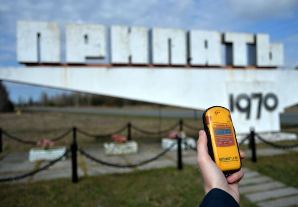 Monumento na entrada da cidade de Pripyat, na zona de alienação da Usina Nuclear de Chernobyl - Sputnik Brasil