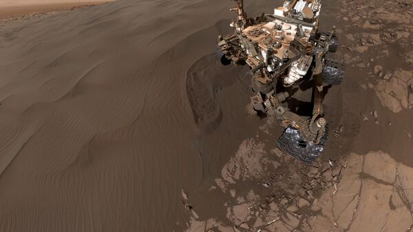 Selfie tirada pelo jipe-robô Curiosity em Marte - Sputnik Brasil