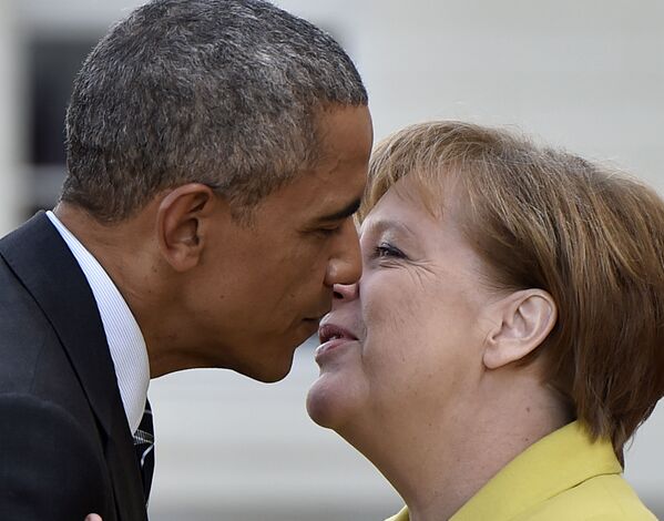 A chanceler alemã Angela Merkel e o Presidente dos EUA, Barack Obama - Sputnik Brasil