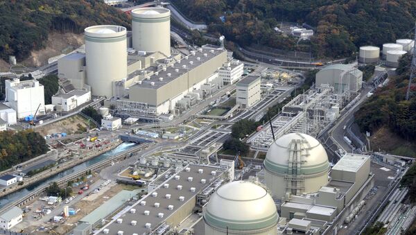 An aerial view shows No. 4 (front L), No. 3 (front R), No. 2 (rear L) and No. 1 reactor buildings at Kansai Electric Power Co.'s Takahama nuclear power plant in Takahama town, Fukui prefecture, in this file photo taken by Kyodo November 27, 2014 - Sputnik Brasil