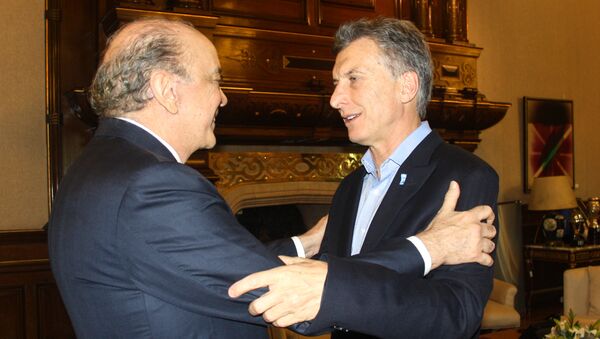 Ministro das Relações Exteriores, José Serra, e o presidente argentino Mauricio Macri - Sputnik Brasil