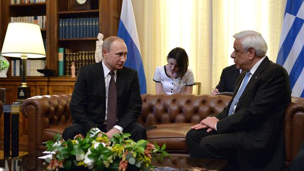 Vladimir Putin e Prokopis Pavlopoulos - Sputnik Brasil