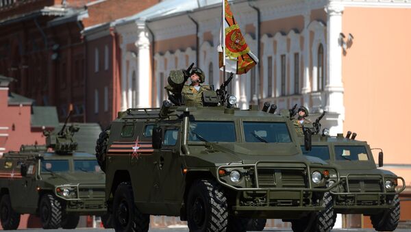 Multipurpose, all-terrain infantry mobility vehicle Tigr showcased during Victory Day parade in Moscow on May 9, 2016. - Sputnik Brasil