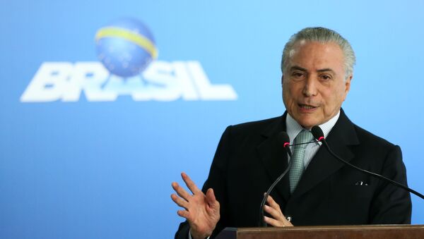 Michel Temer durante cerimônia de posse de Torquato Jardim no cargo de Ministro da Transparência, Fiscalização e Controle - Sputnik Brasil