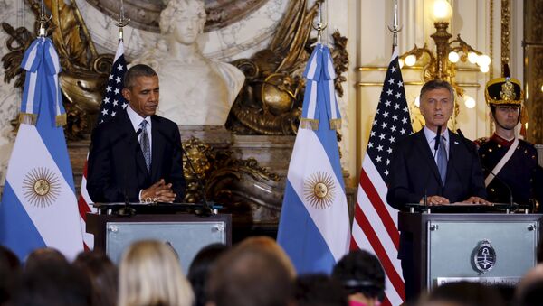 O presidente argentino Mauricio Macri e o seu homologo estadunidense Barack Obama - Sputnik Brasil