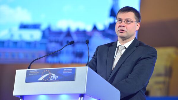 Valdis Dombrovskis durante um evento, foto de arquivo - Sputnik Brasil