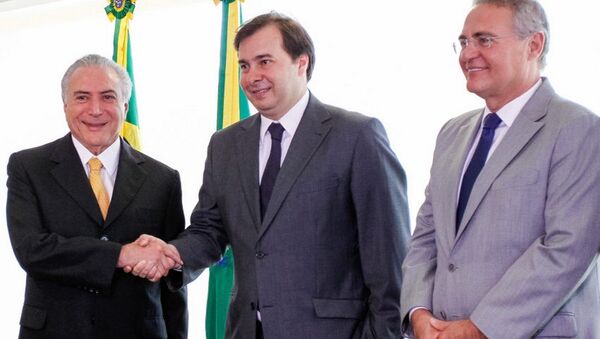 Michel Temer recebe o deputado Rodrigo Maia, presidente eleito da Câmara, no Palácio do Planalto - Sputnik Brasil
