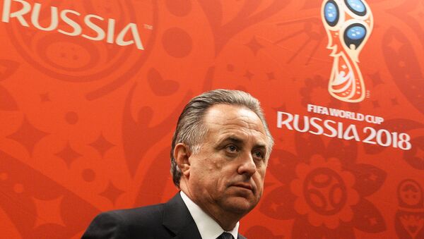Vitaly Mutko, Minister of Sport and President of the Russiasn Football Union, attending a press briefing on FIFA and Russia-2018 Organizing Committee visits to 2018 world football championship stadiums - Sputnik Brasil