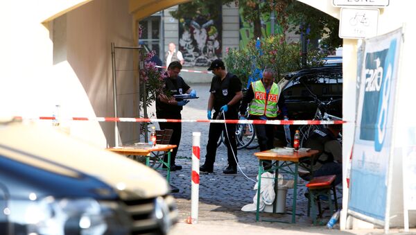 Polícia alemã no local do atentado em Ansbach - Sputnik Brasil