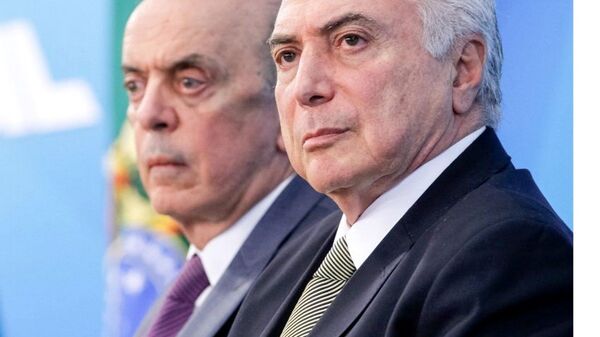 Ministro José Serra e presidente interino Michel Temer citados em denúncias de pagamento de caixa 2 da Odebrecht - Sputnik Brasil