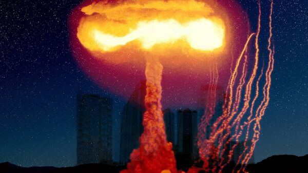 Imagem artística de uma explosão nuclear - Sputnik Brasil