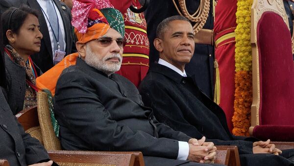 Primeiro-ministro da Índia, Narendra Modi, e presidente dos EUA, Barack Obama - Sputnik Brasil