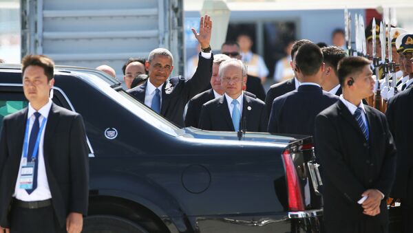 O presidente dos EUA Barack Obama chegou ao aeroporto de Hangzhou - Sputnik Brasil