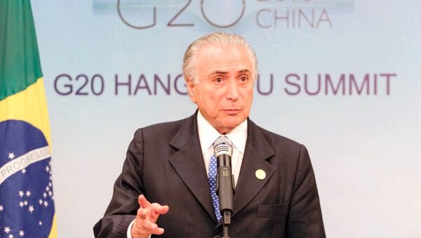 Presidente Michel Temer durante coletiva de imprensa na China - Sputnik Brasil