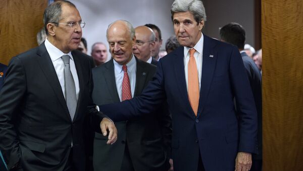 Encontro de Kerry e Lavrov com o enviado da ONU para a Síria, Staffan de Mistura, em Genebra - Sputnik Brasil