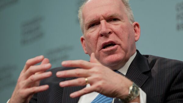 This March 11, 2014 file photo shows CIA Director John O. Brennan speaking in Washington. The CIA's insistence that it did not spy on its Senate overseers collapsed July 31 with the release of a stark report by the agency's internal watchdog documenting improper computer surveillance and obstructionist behavior by CIA officers. Those internal conclusions prompted Brennan to abandon months of defiance and defense of the agency and apologize to Senate intelligence committee leaders. - Sputnik Brasil