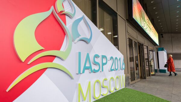 O logo da IASP em Moscou - Sputnik Brasil