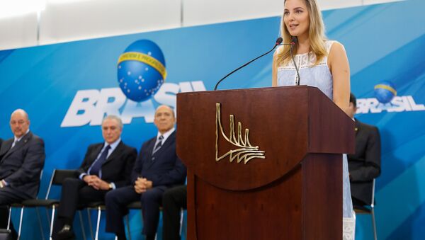 Presidente Michel Temer e a Primeira-dama Marcela Temer, durante cerimônia de Lançamento do Programa Criança Feliz, em Brasília - Sputnik Brasil