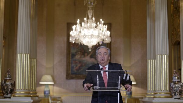 Futuro secretário-geral da ONU, António Guterres, fala durante entrevista coletiva, Lisboa, Portugal, 6 de outubro de 2016 - Sputnik Brasil