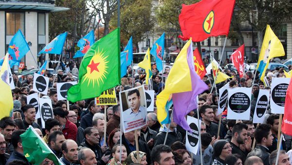 Protestos em Paris contra repressão do presidente turco aos curdos, 5 de novembro de 2016 - Sputnik Brasil