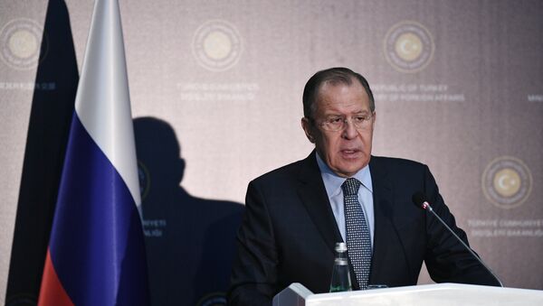 Ministro das Relações Exteriores da Rússia Sergei Lavrov durante uma coletiva de imprensa - Sputnik Brasil