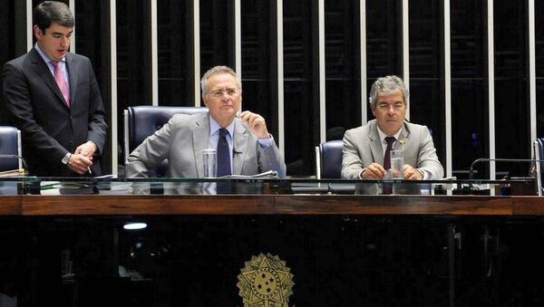 Renan Calheiros com Jorge Viana, primeiro-vice-presidente do Senado - Sputnik Brasil
