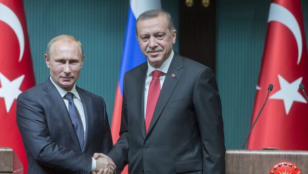 Vladimir Putin, presidente da Rússia, e Recep Tayyip Erdogan, presidente da Turquia. - Sputnik Brasil