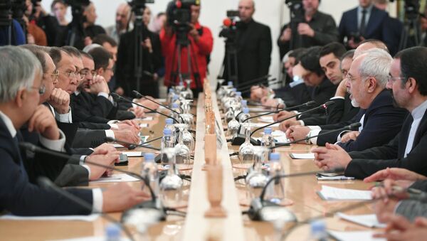 A reunião dos chanceleres russo, iraniano e turco, em 20 de dezembro, Moscou - Sputnik Brasil