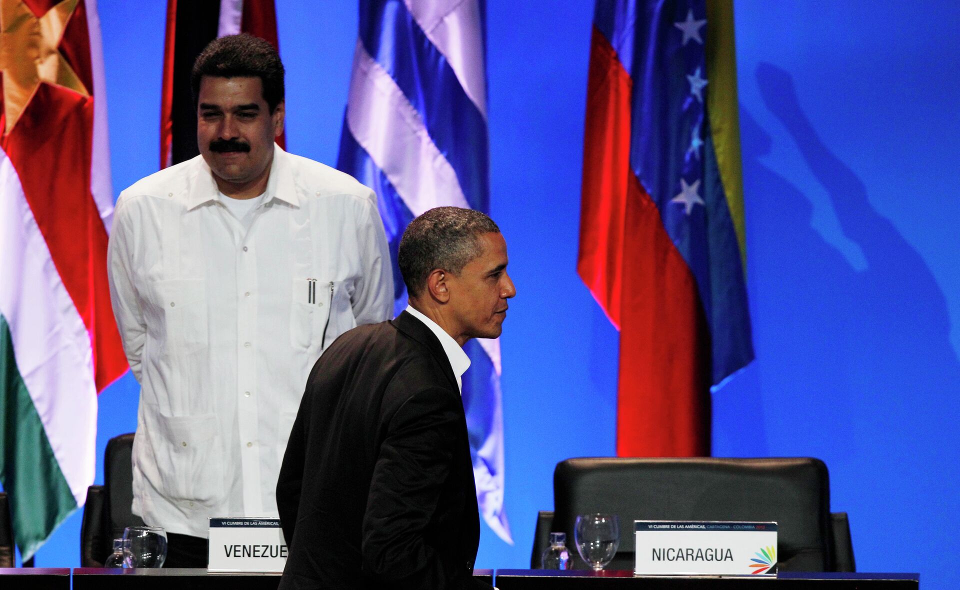 Presidente dos EUA Barack Obama e presidente da Venezuela Nicolas Maduro - Sputnik Brasil, 1920, 05.03.2022