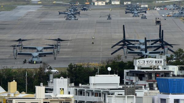 Aeronaves norte-americanas Osprey na base militar em Okinawa, Japão, (imagem referencial) - Sputnik Brasil