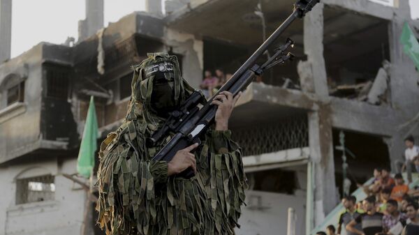 Militantes do braço armado do Hamas na Faixa de Gaza - Sputnik Brasil