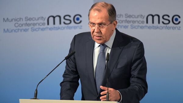 Ministro das relaçõe exteriores da Rússia Serguei Lavrov na Conferência de Segurança em Munique - Sputnik Brasil