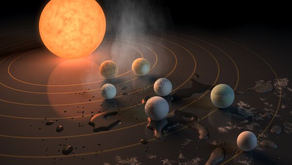 Um conceito abstrato do sistema TRAPPIST-1 - Sputnik Brasil