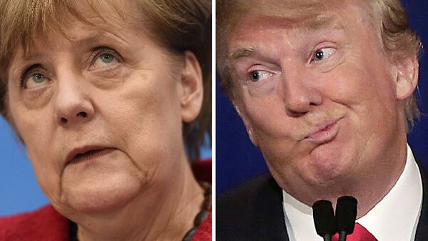 Chanceler alemã, Angela Merkel, e presidente dos EUA, Donald Trump - Sputnik Brasil