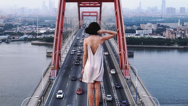 Foto tirada na Ponte de Xinguang em Guangzhou, uma ponte em arco de 428 metros num um único vão, que é um dos vãos mais longos no mundo - Sputnik Brasil