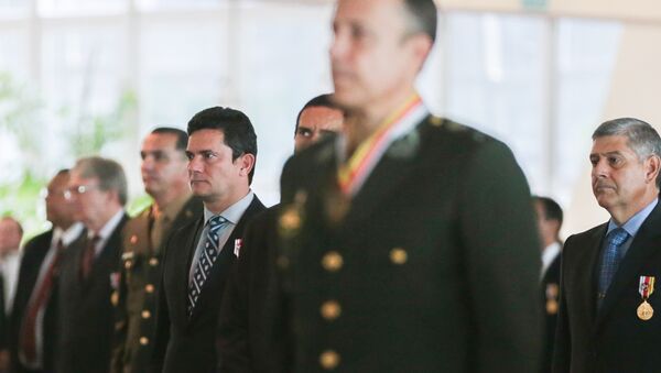 30/03/2017, Brasília - Juiz federal Sérgio Moro durante cerimônia de entrega de comendas da Ordem do Mérito Judiciário Militar, em comemoração aos 209 anos Justiça Militar da União - Sputnik Brasil