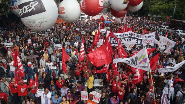 Ato contra a reforma da previdência na avenida Paulista, em São Paulo - Sputnik Brasil