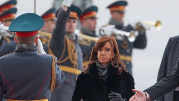 Presidente argentina Cristina Fernández de Kirchner chega a Moscou em 21 de abril de 2015 - Sputnik Brasil