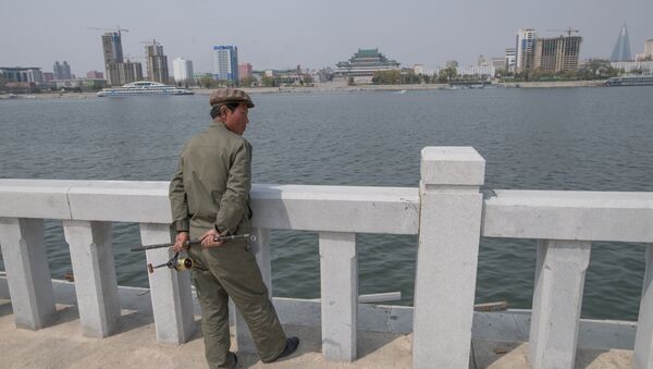 Morador de Pyongyang na marginal do rio Taedong - Sputnik Brasil