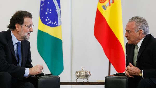 Mariano Rajoy conversa com Michel Temer sobre negócios, Venezuela e aproximação com União Europeia - Sputnik Brasil