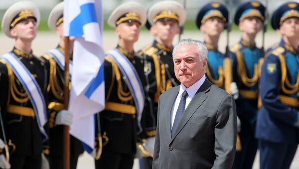 Presidente do Brasil, Michel Temer, chega a Moscou, 20 de junho 2017 - Sputnik Brasil