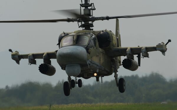 Helicóptero Ka-52 Alligator no aeródromo Chernigovka, região de Primorie, Rússia - Sputnik Brasil