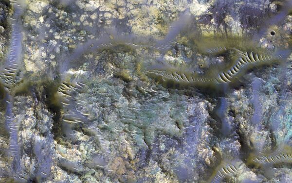 Imagem de uma cratera captada pela nave Orbitador de Reconhecimento de Marte, em uma região do planeta conhecida como Mare Serpentis - Sputnik Brasil