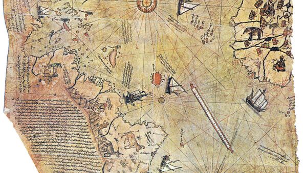Mapa do mundo, desenhado pelo almirante otomano Piri Reis em 1513. - Sputnik Brasil