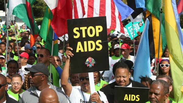 Manifestantes apelando para acabar com a AIDS, na cidade de Durban, África do Sul (foto de arquivo) - Sputnik Brasil