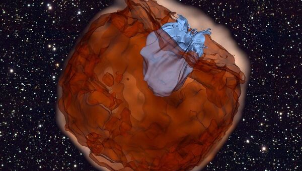 Explosão de supernova chocando com estrela (Ilustração) - Sputnik Brasil